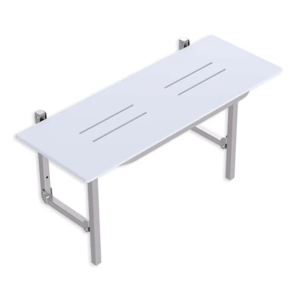 Conserv Accessible Folding Shower Seat Brushed Stainless and White