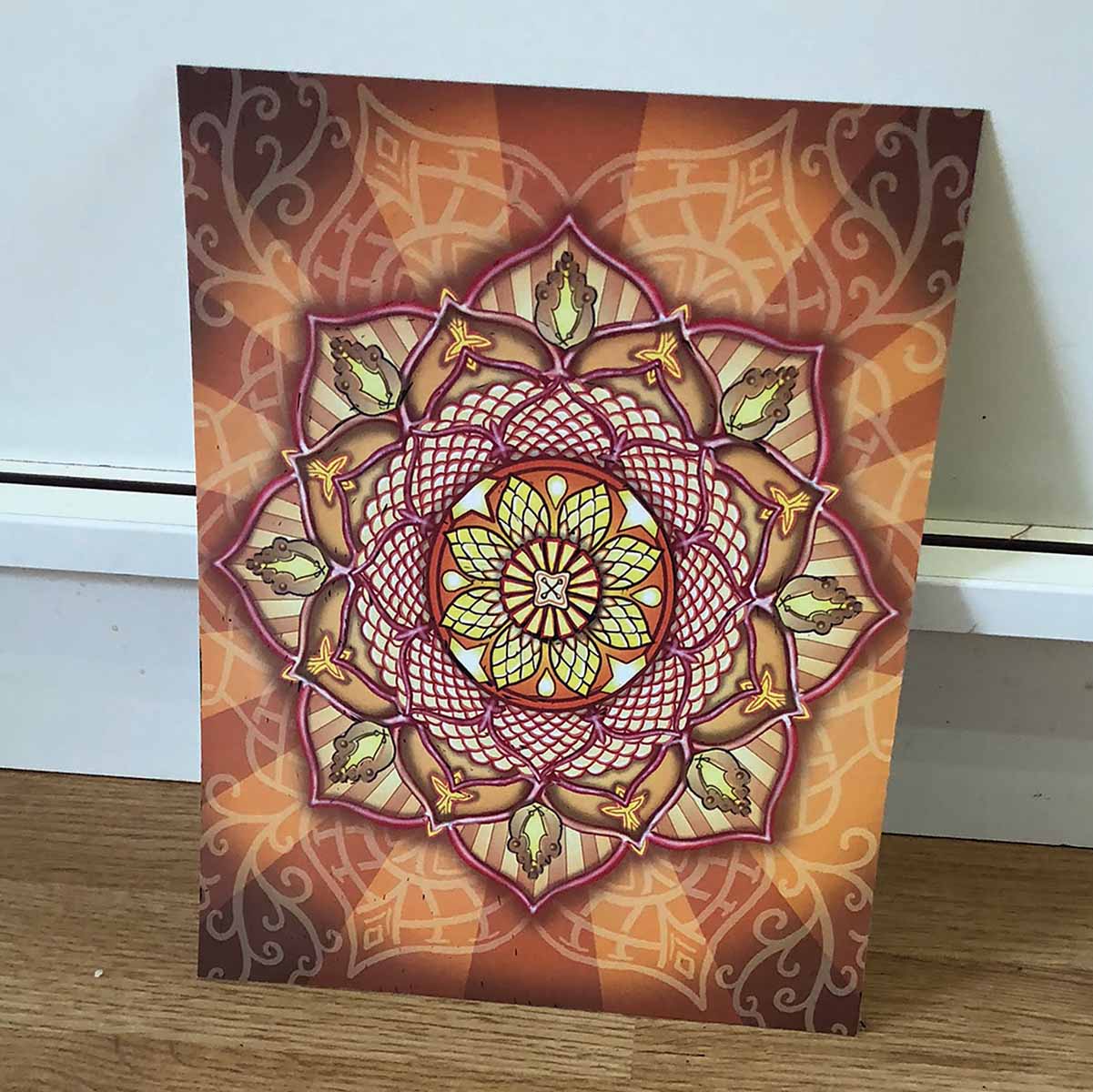 Brown Background Mandala Etch Art Piece Chooze