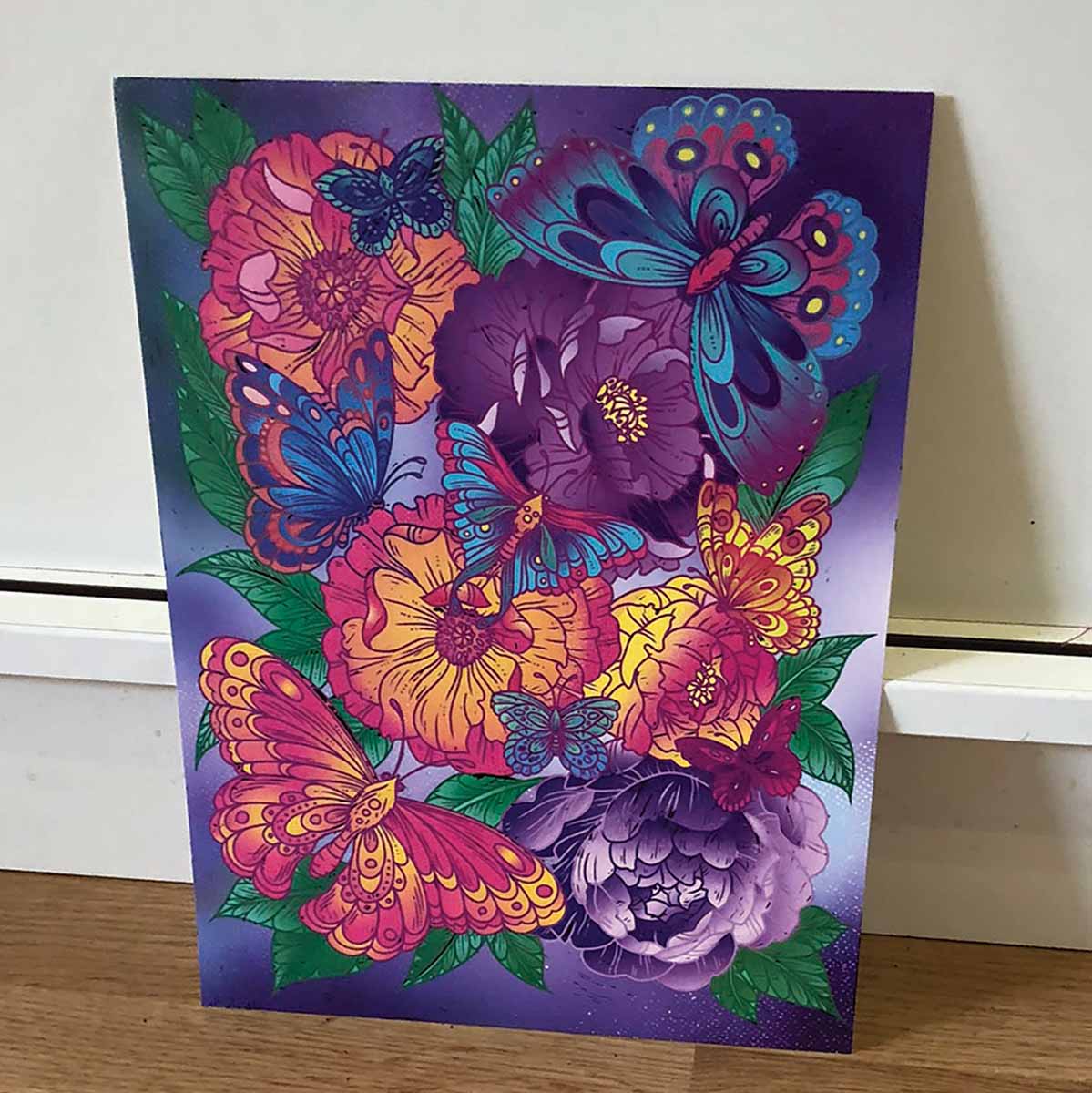 Orange Flower Etch Art Piece Chooze