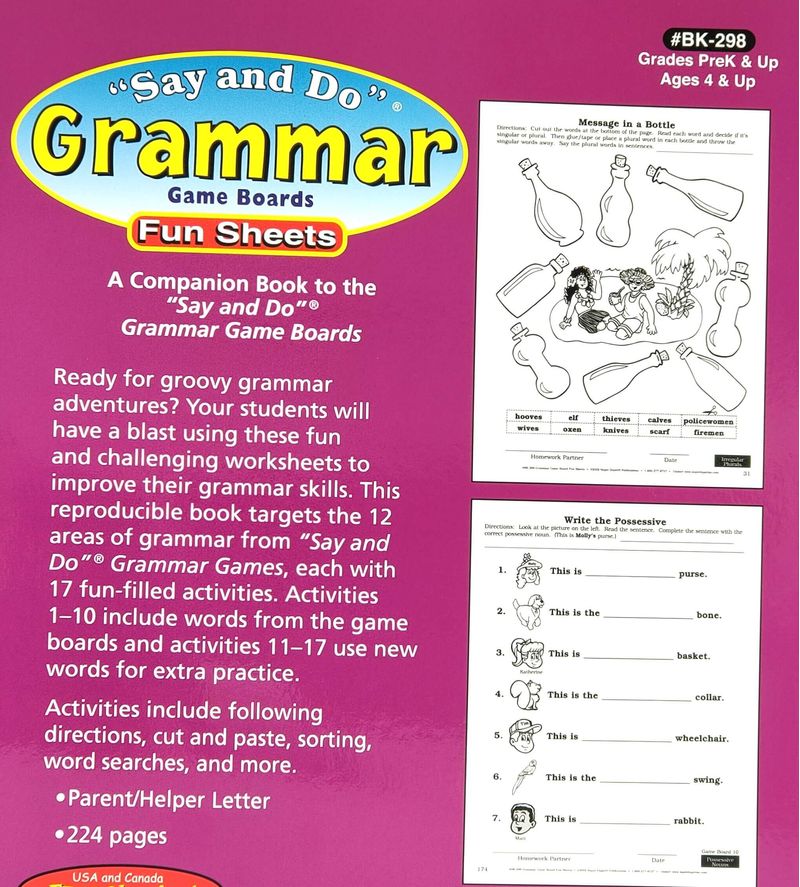 Say & Do Grammar Fun Sheets - Chooze – The Seriously Good Care Product ...